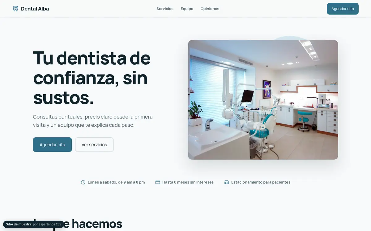 Vista previa del sitio de Dental Alba en computadora