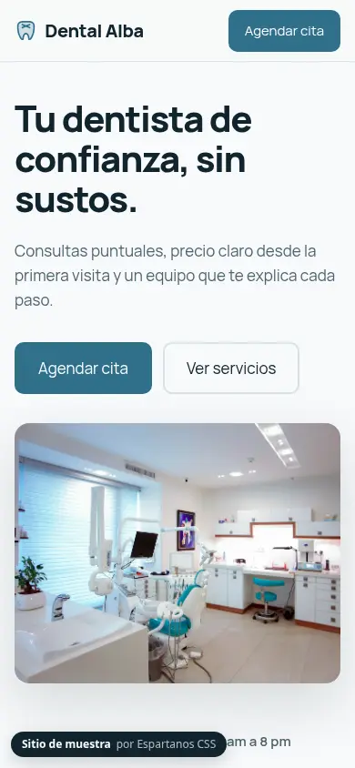 Vista previa del sitio de Dental Alba en celular